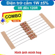 (50C) Plug-in resistor 1W 4 color rings ±5% - value 0R to 120R