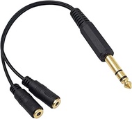 Poyiccot 6.35mm 1/4 inch TRS Stereo Jack Male to 2 Dual 3.5mm (Mini) 1/8" Stereo Female Y Splitter C