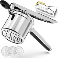 Potato Ricer, Ricer for Mashed Potatoes, 3 Interchangeable Discs Potato Masher Stainless Steel for F