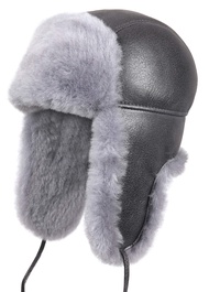 Unisex Shearling Sheepskin Leather Aviator Russian Ushanka Trapper Winter Fur Hat