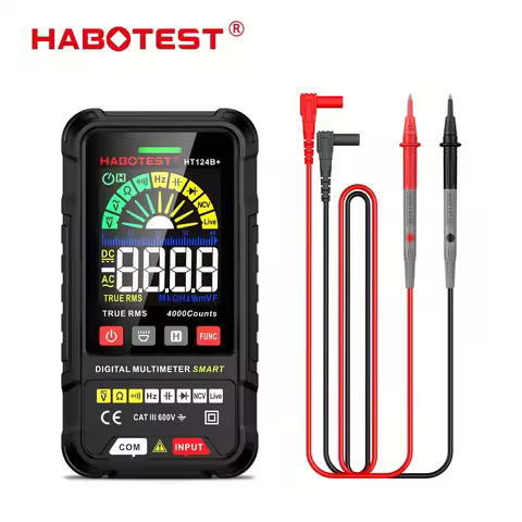 HABOTEST HT124B Plus Digital Multimeter 4000 Counts Auto Range Voltage Tester Ohm Hz Capacitance Tru