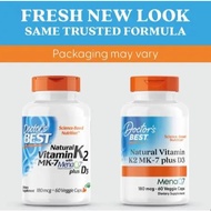 Doctor's Best, Vitamin K2 MK-7 MK7 +D3 with MenaQ7 plus Vitamin D3, 180 mcg, 60 Vcaps | 100% Vegetar