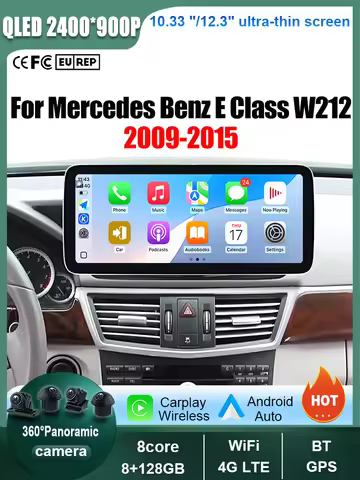 12.3" QLED Screen For Mercedes Benz E Class W212 2009-2015 Wireless Carplay GPS Android 15 Car Radio
