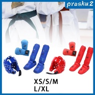 [Prasku2] Taekwondo Sparring Gear Set with Shin Guards Footgear for Taekwondo Sparring