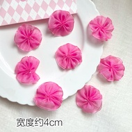 2 Yuan 10 Rose Red Double Layer 4cm Gauze Flower Boy Handmade diy Hair Accessories Material Decorati
