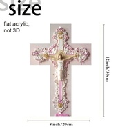 1pc metal cross bar like Christ figures - gorgeous religious ICONS pink decorations - solid Christia