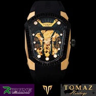TOMAZ Watch GT Skeleton TW028-D14 [Black/Gold/Green] Black Swarovski [Black Rubber Strap] New / Auth
