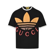 義大利奢侈時裝品牌Gucci X adidas聯名漸層三葉草印花字母短袖T恤 代購服務