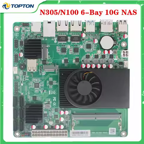 10G NAS Mainboard Intel i3-N305 N150 6-Bay 1*10G 2*i226-V 2.5G 3LAN 2*NVMe 6*SATA3.0 1*DDR5 Firewall