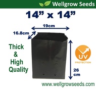 Polybag 14" x 14" (1kg) ≈25 pcs (Nursery Growing Bag Thick UV) Polibeg Hitam Fertigasi Tahan Kuat La