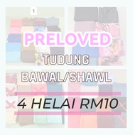 Tudung bawal corak shawl chiffon satin bubble pashima preloved