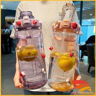 2000ml Reminder water bottle with straw scale big bottle 2Liter gym bottle sport water bottles