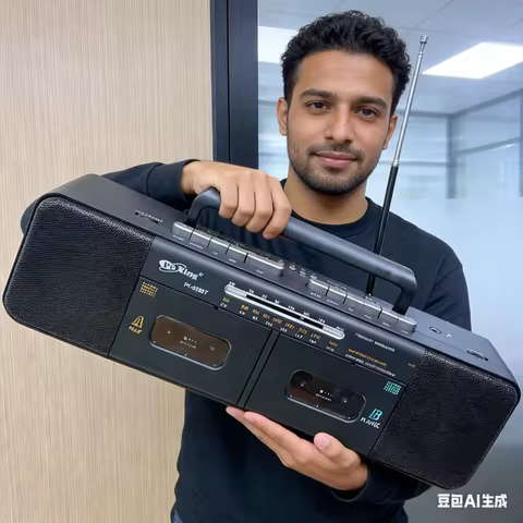 Double Cassette Player with BT Speaker AM/FM/SW Radio Stereo Cassette Tape Player Recorder 6.5mm Jac
