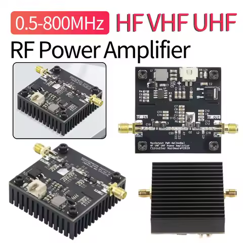 0.5-800MHz 40dB Gain HF VHF UHF RF Power Amplifier HF VHF UHF Transmitter Power Amplifier Module for