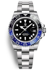 Pagani Design Men's Automatic Mechanical Watch GMT Dual Time Zone Wristwatches Stainless Steel Two-T