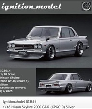 1/18 IG汽車模型 Ignition Model IG3614 1/18 Nissan Skyline 2000 GT-R (KPGC10) Silver