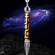 S925 Sterling Silver Pendant Empty Holder Men Women Vajra Inlaid Beeswax Nine Eyes Dzi Beads Barrel 
