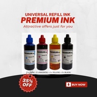 Universal Refill Ink 100ml (1 x Cyan, 1 x Magenta, 1 x Yellow, 1 x Black) - compatible with HP, Canon, Epson, Brother printer