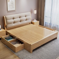 【Sg Sellers】Solid Wood Bed Solid Wood with Drawe Storage Bed Solid Wooden Bed Frame Bed With Mattress Storage Bed Frame Double Master Bedroom Bed Bed Bed Single Wooden Bed