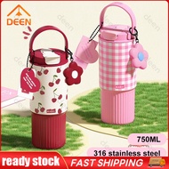Tumbler 750ML(25OZ) Hot&Cold 316 Stainless Steel Water Bottle with Handle Straw Cherry DN