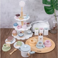 NUNU KIDS - TEA PARTY SET CAKE STAND MATCH THE MACARON COLOR - COOKING TOYS - WOODEN TOYS