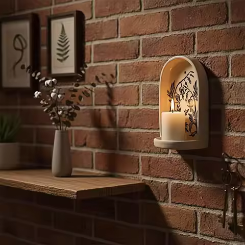 Sacred Wall Niche Collection - Handmade Wall Altar With Candle Holder & Jewelry Tray, Decorative Alc