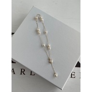 4mm akoya pearl station bracelet, Japanese seawater pearl, 10k yellow gold, bridal jewelry