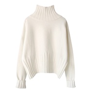 Women Sweater High Elasticity Pullover Solid Color Turtleneck Knitting Keep Warm Soft Thicken Lady W