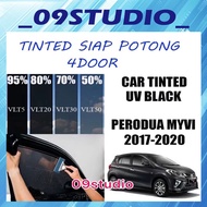 2PLY TINTED 4DOOR SIAP POTONG PERODUA MYVI 2017-2022 CAR TINTED UV BLACK(GELAP 50%70%80%95%) TINTED 