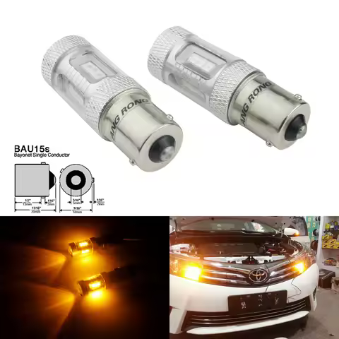 ANGRONG 2x 581 PY21W BAU15s 15W LED Sidelight Reverse Tail Brake Light Bulb Amber