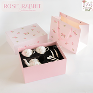 Violet Flamingo Rose Rabbit Tea Set ชุดน้ำชาพร้อมกล่องของขวัญและถุงของขวัญเข้าชุด เซ็ตกาน้ำชาพร้อมแก