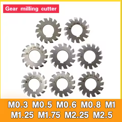 Milling Cutter Gear M0.3 M0.5 M0.6 M0.8 M1 M1.25 M1.75 M2.25 M2.5 M3 M4 M5 Cutting Tool Modulus PA20