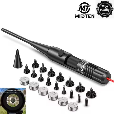MidTen Rifle Red Laser Bore Sighter Collimator Kit with Box Carry Laser Sight 177 to .64 Caliber Sho
