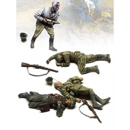 1/35 Military Resin Model WWII Soldier (4 People) Collectible Toy Soldier White Model Static Display