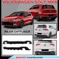VOLKSWAGEN GOLF MK8 GTI MAXTON STYLE SINGLE EXHAUST REAR BUMPER DIFFUSER LIP WITH PIANO BLACK -ABS B