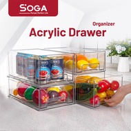 SOGA Acrylic Organizer Drawer Fridge Storage Food Container  Freeze Organiser Book Storage eggs storage tray