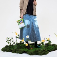 幾何色塊拼接牛仔裙