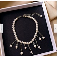 Stunning Natural Akoya White Baroque Pearl Bracelet 7.5-8” 14K Gold