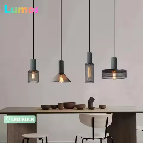 Vintage Forged Iron Pendant Light LED E27 Corridor Cement Column Restaurant Coffee Shop Home Decorat