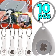 10-2Pcs Shopping Cart Tokens Trolley Token Keychain  - 2 in 1 Bottle Opener Keyring - Metal Token Pe