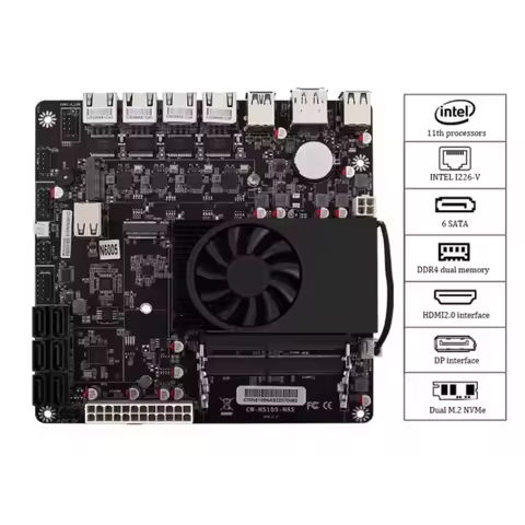 NAS-N6005 Low Power N5105/N6005NAS Demon Board/6 SATA3.0/dual M.2/ITX/4 I226-V Network Interface Car