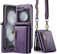 Zip Mobile Phone Case for Samsung Galaxy Z Flip 7, Matte Leather Case with Stand Camera Lens Protect