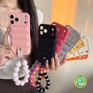 Down Jacket Phone Case With Plush Pearls Bracelet For Honor X9A X9B X9 X8B X8A X8 X7B X7A X7 X6B X6 
