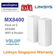 Linksys MX8400 VELOP 2-Pack AX4200 Tri-Band Mesh WiFi 6 Router - LInksys Singapore Warranty