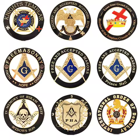 Freemason Masonic Car Emblem Stickers Metal Personality Knight Badge Business Vehicle Decor Accessor