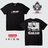 ️ BMW E46 M3 Car T-Shirt, Design Elements with BMW E46 M3, Front Left Chest with "M E46" Logo and Ca