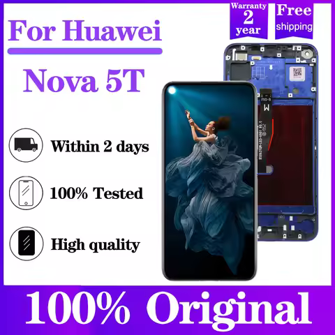 100%Original 6.26'' Display with Frame For Huawei Nova 5T YAL-L21 L61A L61D L71A LCD Display Touch S