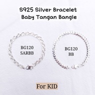 Ready Stock✨New Born S925 PURE Silver Bracelet Kids Baby/Perak Gelang Tangan Budak Bangle纯银小孩手链BG120/B120/SARBB