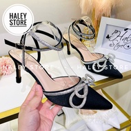 Giày cưới HALEY STORE nơ xoàn kim tuyến 9cm gót nhọn sang chảnh tiểu thư cô dâu tiệc cưới bền đẹp