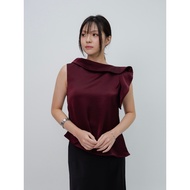 ASOKA Yuna Top 2222 - Women Blouse Sexy Korean Soft Silk Asymmetric Top Sleeveless